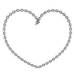 Fototapeta premium 3D render showcases a modern symbol of love: a heart meticulously crafted from sharp-tipped chains (transparent PNG format).