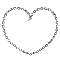 Fototapeta premium 3D art element features a captivating design: sharp-tipped chains intricately woven into a heart shape (transparent PNG format).