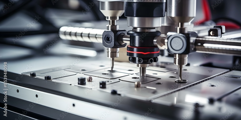 Poster a probe coordinate measurement machine used in engineering quality control processes. concept engine