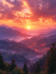 Obraz premium sunset in the mountains