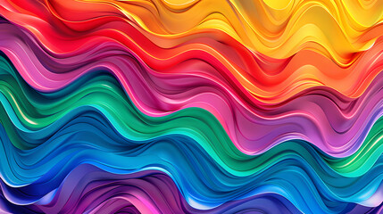 Fototapeta premium A vibrant digital artwork showcasing a mesmerizing symphony of colors flowing in a wave-like pattern. The smooth, undulating lines create a sense of movement and energy
