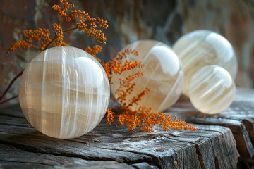 Halbedelsteine mit Dekoration - Selenit