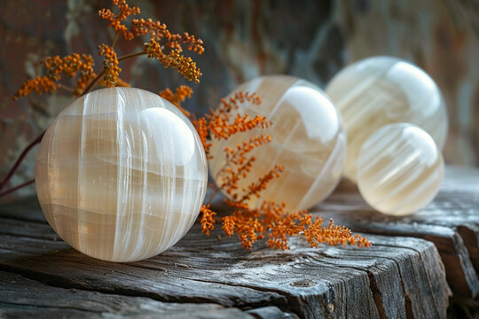 Halbedelsteine mit Dekoration - Selenit