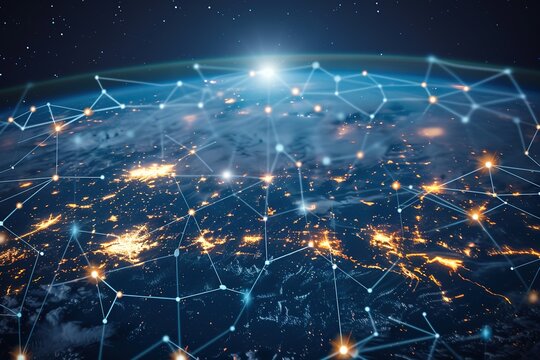 seamless pattern flat illustration style, world map Global network connection over the world. 3d rendering toned image, An abstraction of a global worldwide telecommunications network with 