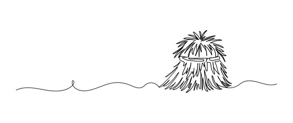 Haystack continuous one line drawing, single line art element, minimalist sketch line vector illustration, autum and thanksgiving concept