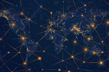 seamless pattern flat illustration style, world map Global network connection. world map point and line composition concept of global business. Vector Illustration world map