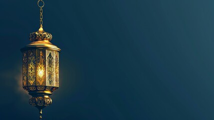 Ornate Lantern Against a Dark Blue Background