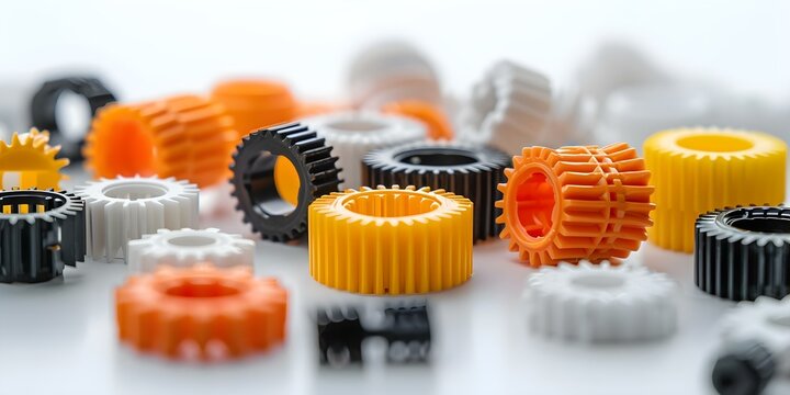 Diverse plastic construction parts with precision engineering for gears connectors and structures. Concept Plastic construction parts, Precision engineering, Gears connectors, Diverse structures