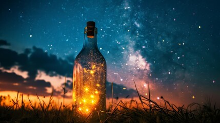 A Bottle of Stars Against the Milky Way