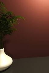 green plant in the white vase, 3d