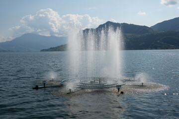 Wasserspiel im Vierwaldstättersee, bei Hergiswil, Kanton Nidwalden, Schweiz