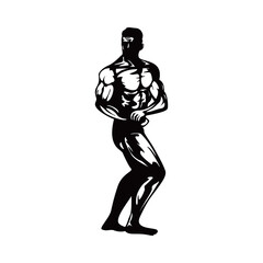 muscle man silhouette design. professional bodybuilder sign and symbol.