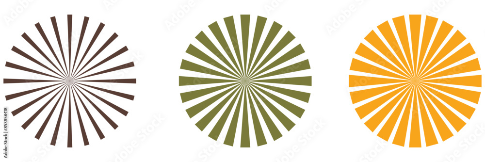 Poster retro sunburst color element collection. sun rays icon, shine and burst line set.