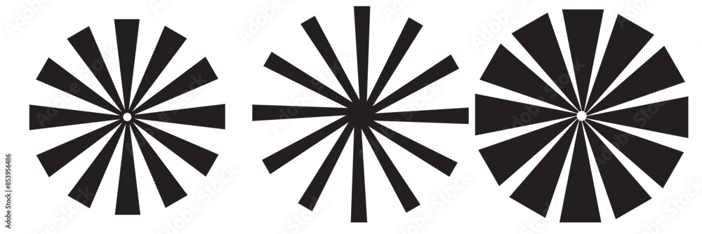 Wall mural retro sunburst color element collection. sun rays icon, shine and burst line set.