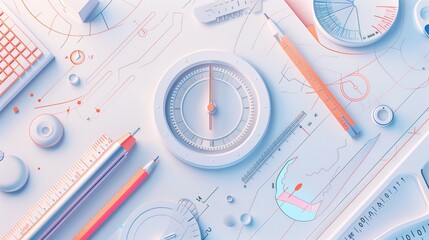 Simple and symbolic metrology website banner in light colors.
