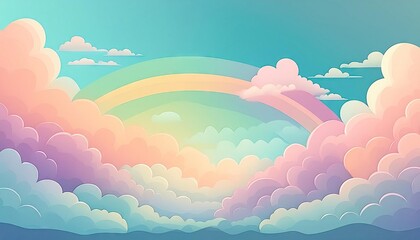 rainbow sky with clouds background