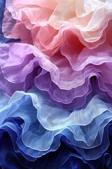 Obraz premium Close-up of ruffled fabric in pastel pink, purple, and blue