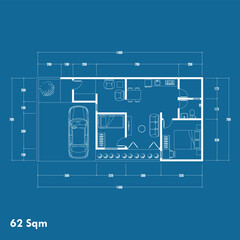 Floor plan blueprint, Figure of the jotting sketch of the construction and the industrial skeleton of the structure and dimensions. vector eps 10