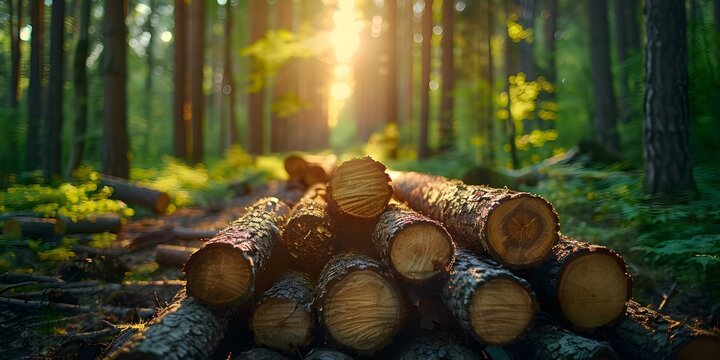 Forest managed sustainably with FSC certification selective logging to preserve biodiversity. Concept Sustainable Forestry, FSC Certification, Selective Logging, Biodiversity Conservation