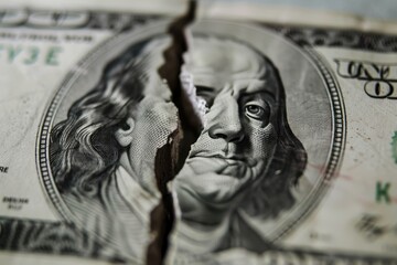 Shrinking Purchasing Power Concept: Macro Shot of Dollar Bill Symbolizing Inflation Effects