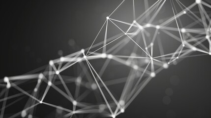 Abstract black background with white dots connected in the form of low poly network or communication concept.
