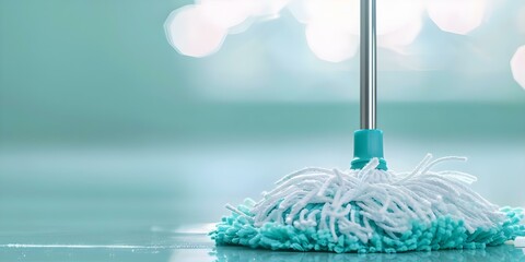 Mop simplifies cleaning tasks for maintaining a tidy living environment. Concept Household Cleaning, Tidy Living, Simplified Tasks, Mop Usage, Maintenance
