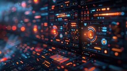 Obraz premium Futuristic Technology Interface with Glowing Lights