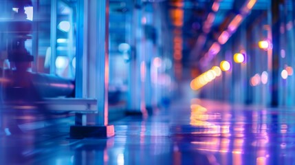 Blurred Factory Lights and Reflections