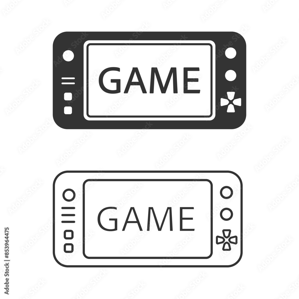 Wall mural creative switch button console line icon illustration. flat vector hybrid video game console icon