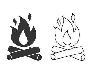 Bonfire icon isolated on white background. Bonfire vector logo. Flat design style. Modern vector pictogram for web graphics - stock vector