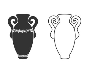 Ancient Greek amphora line icon isolated vector illustration. Antique Greece vase design element