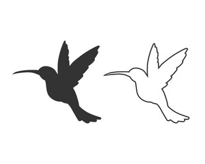 Colibri logo line icon vector designs illustration in flat