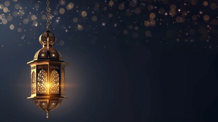 Ornate Lantern Hanging Against a Starry Night