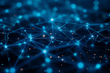 Glowing digital network background with interconnected lines and points, creating a complex pattern, Generative AI