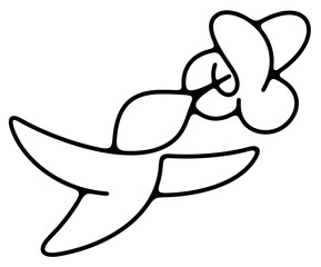 Hummingbird drinks nectar from a flower. Bird, animal, floral and nature, illustration