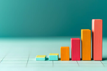 Growing bar chart with copy space, increase in product prices, financial growth and investment, return on investment, costs and expenses increase