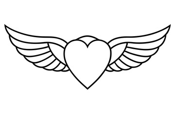 Obraz premium heart wing shape ornaments line art vector illustration