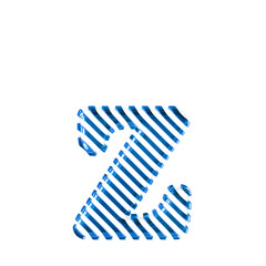 White symbol with blue diagonal ultra thin straps. letter z