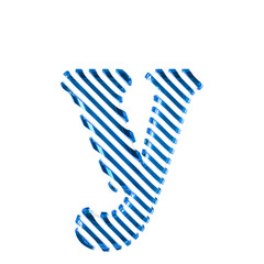 White symbol with blue diagonal ultra thin straps. letter y