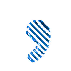 White symbol with blue diagonal ultra thin straps