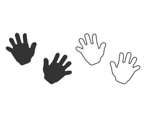 Obraz premium Baby hands print line icon isolated on white background. Set icons colorful square buttons. Vector Illustration