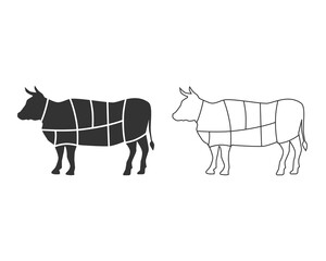 Fototapeta premium Beef butcher diagram template. Cuts of Beef line icon. Vintage template for groceries, butcher shop, meat packaging. Vector illustration