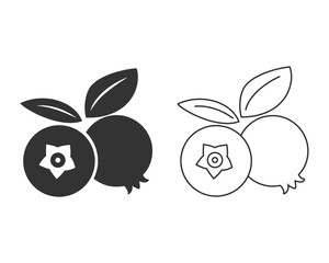 Blueberry logo vector template line icon illustration design flat