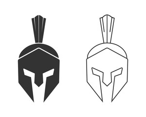 Spartan helmet line icon silhouette. Helmet icon. Black helmet. Helmet vector logo