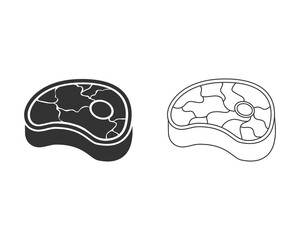 Steak line icon in flat. Vector illustration