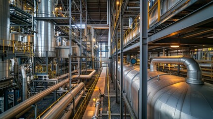 Industrial Interior with Pipes and Metal Structures