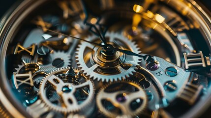 Close-Up View of a Complex Watch Mechanism