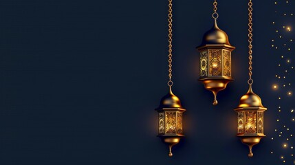 Obraz premium Golden Ramadan Lanterns with Intricate Designs
