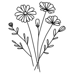 This is an illustration of flowers in a simple and modern line art style.