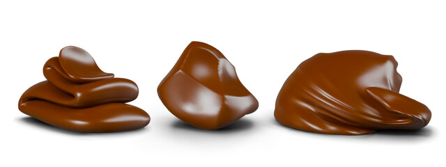 Realistic chocolate cream, spread. Melted mass of cocoa butter